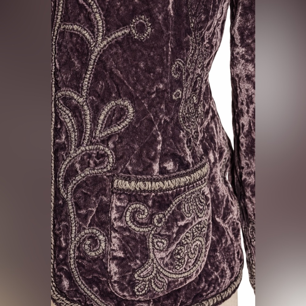 Purple crushed velvet embellished jacket- Laura Ashley Y2K SP - Picture 2 of 4